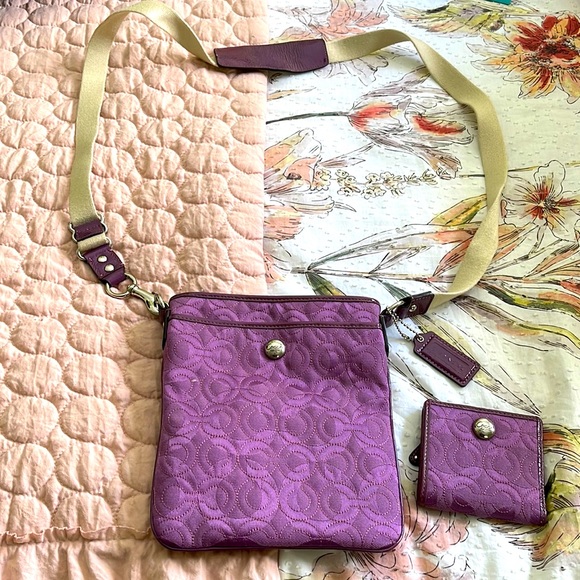 Coach cloth patterned purse and small wallet. - Picture 1 of 6